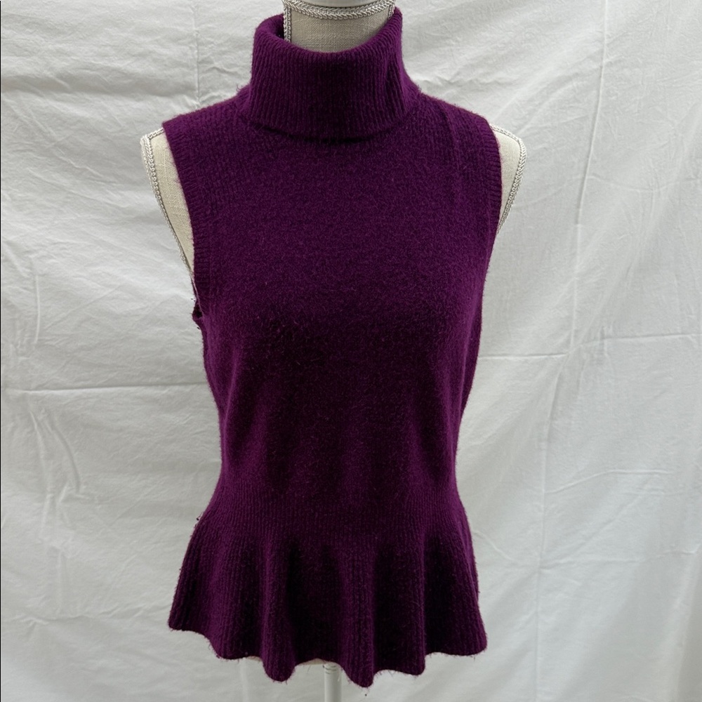 White House Black Market Rich Plum Sleeveless Turtleneck Sweater